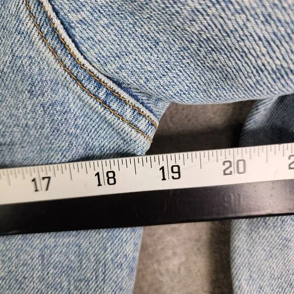 Womens Cache Studded Blue Denim Jean Jacket Button Up Long Sleeve Cotton Size L - Picture 6 of 8